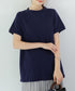 ボーダーTシャツ 半袖チュニックTシャツ 綿混tシャツ クルーネックカットソー プルオーバー着やせ夏トップス おしゃれカジュアル シンプルロングtシャツ ゆったり 2CHENFAN-001