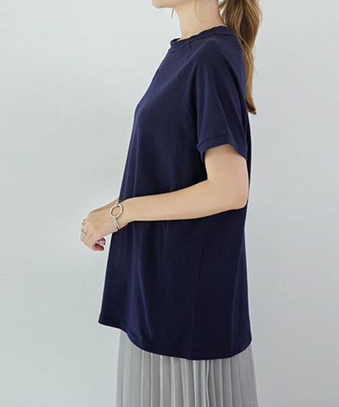 ボーダーTシャツ 半袖チュニックTシャツ 綿混tシャツ クルーネックカットソー プルオーバー着やせ夏トップス おしゃれカジュアル シンプルロングtシャツ ゆったり 2CHENFAN-001