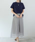 ボーダーTシャツ 半袖チュニックTシャツ 綿混tシャツ クルーネックカットソー プルオーバー着やせ夏トップス おしゃれカジュアル シンプルロングtシャツ ゆったり 2CHENFAN-001