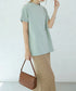 ボーダーTシャツ 半袖チュニックTシャツ 綿混tシャツ クルーネックカットソー プルオーバー着やせ夏トップス おしゃれカジュアル シンプルロングtシャツ ゆったり 2CHENFAN-001