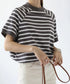 ボーダーTシャツ 半袖チュニックTシャツ 綿混tシャツ クルーネックカットソー プルオーバー着やせ夏トップス おしゃれカジュアル シンプルロングtシャツ ゆったり 2CHENFAN-001