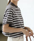ボーダーTシャツ 半袖チュニックTシャツ 綿混tシャツ クルーネックカットソー プルオーバー着やせ夏トップス おしゃれカジュアル シンプルロングtシャツ ゆったり 2CHENFAN-001