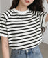 ボーダーTシャツ 半袖チュニックTシャツ 綿混tシャツ クルーネックカットソー プルオーバー着やせ夏トップス おしゃれカジュアル シンプルロングtシャツ ゆったり 2CHENFAN-001