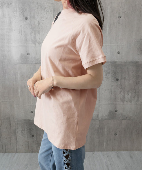 ボーダーTシャツ 半袖チュニックTシャツ 綿混tシャツ クルーネックカットソー プルオーバー着やせ夏トップス おしゃれカジュアル シンプルロングtシャツ ゆったり 2CHENFAN-001