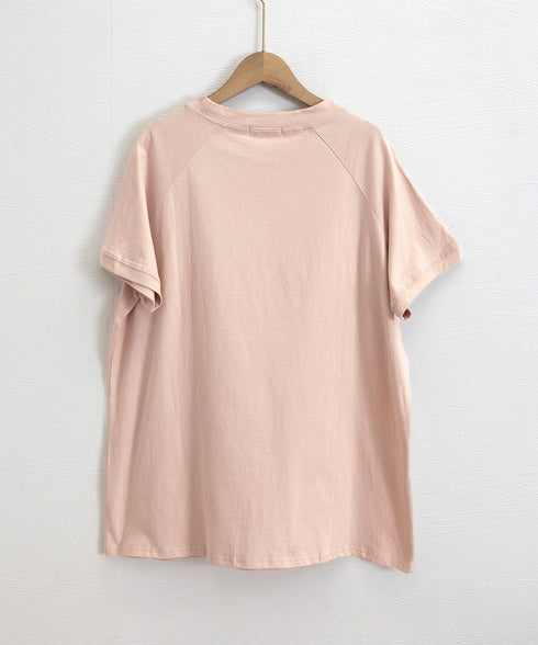 ボーダーTシャツ 半袖チュニックTシャツ 綿混tシャツ クルーネックカットソー プルオーバー着やせ夏トップス おしゃれカジュアル シンプルロングtシャツ ゆったり 2CHENFAN-001