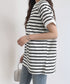 ボーダーTシャツ 半袖チュニックTシャツ 綿混tシャツ クルーネックカットソー プルオーバー着やせ夏トップス おしゃれカジュアル シンプルロングtシャツ ゆったり 2CHENFAN-001
