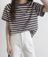 ボーダーTシャツ 半袖チュニックTシャツ 綿混tシャツ クルーネックカットソー プルオーバー着やせ夏トップス おしゃれカジュアル シンプルロングtシャツ ゆったり 2CHENFAN-001