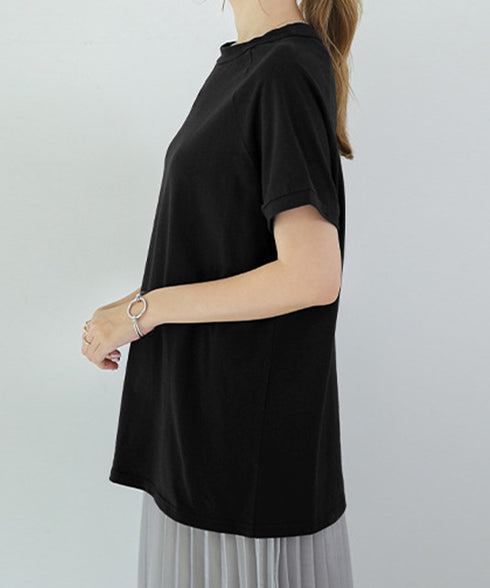 ボーダーTシャツ 半袖チュニックTシャツ 綿混tシャツ クルーネックカットソー プルオーバー着やせ夏トップス おしゃれカジュアル シンプルロングtシャツ ゆったり 2CHENFAN-001