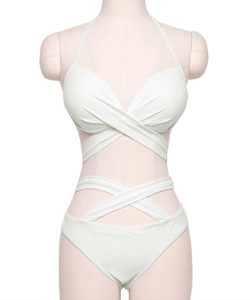 セクシービキニ ホルターネック水着韓国風 フロントクロス ビキニ2点セット ハイウエスト水着 クロスバンドゥ バスト盛れる水着スイムウェア海水浴 お洒落くびれ水着 2CHENGJ-001