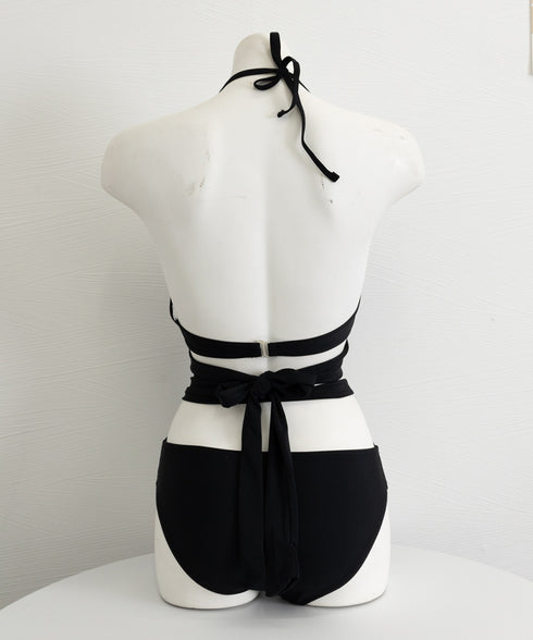 セクシービキニ ホルターネック水着韓国風 フロントクロス ビキニ2点セット ハイウエスト水着 クロスバンドゥ バスト盛れる水着スイムウェア海水浴 お洒落くびれ水着 2CHENGJ-001