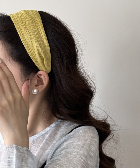 プリーツワイドカチューシャ幅広ヘアバンド 韓国風ボリュームカチューシャ小顔見え 大人可愛い人気髪飾り ヘアアレンジ小物 ターバン風カチューシャ きれいめヘアアクセ 2CL-001