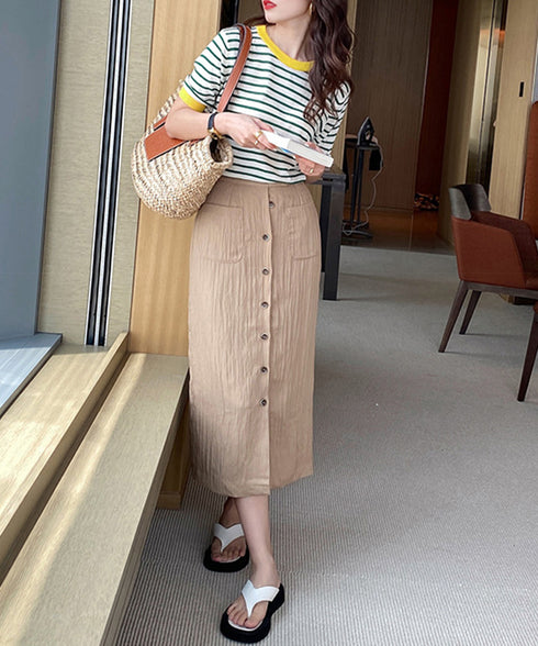 ボーダーニットトップス 半袖 レディース 大人可愛い 春夏 配色ニットTシャツ カジュアル 丸首サマーニット インスタ映え 夏服 おしゃれ 薄手ニットソー 韓国風 2DAIWEI-003