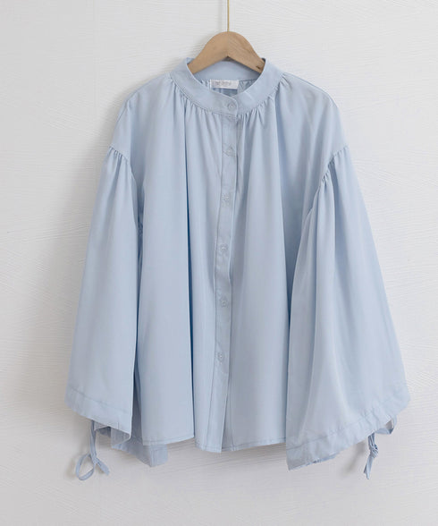 ランタンスリーブシャツブラウスレディース ぽわん袖ブラウス きれいめ ドロップショルダートップス着やせ 大人可愛い スキッパーシャツおしゃれ 韓国風春夏服ゆったり 2DAIWEI-004