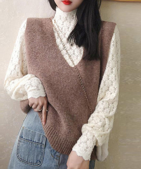 微起毛 ハイネックレースブラウス 春秋冬 重ね着 シースルートップス レディース きれいめ フリルブラウス レイヤード 大人可愛い 花柄レーストップスパフスリーブ 2DUOJC-001