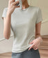 Tシャツ レディース フィットカットソー レディース クルーネックtシャツ 細見え夏服 ストレッチトップス シンプル 着回し タイトtシャツ 半袖カットソー無地 2DYYT-001