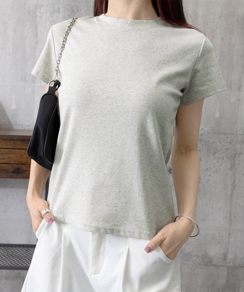 Tシャツ レディース フィットカットソー レディース クルーネックtシャツ 細見え夏服 ストレッチトップス シンプル 着回し タイトtシャツ 半袖カットソー無地 2DYYT-001