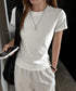 Tシャツ レディース フィットカットソー レディース クルーネックtシャツ 細見え夏服 ストレッチトップス シンプル 着回し タイトtシャツ 半袖カットソー無地 2DYYT-001