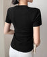 Tシャツ レディース フィットカットソー レディース クルーネックtシャツ 細見え夏服 ストレッチトップス シンプル 着回し タイトtシャツ 半袖カットソー無地 2DYYT-001
