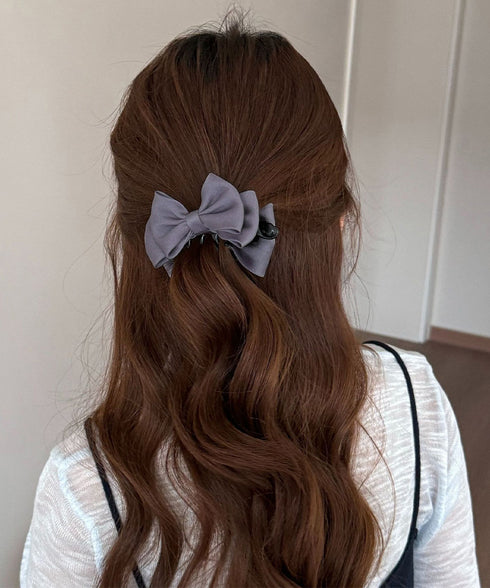 ビッグリボンバンスクリップサテンクリップ 大人可愛いヘアアクセサリー フェミニンヘアクリップ 簡単髪留め 女子会二次会 デート髪飾り しっかり留まるリボンクリップ 2FANXZ-001