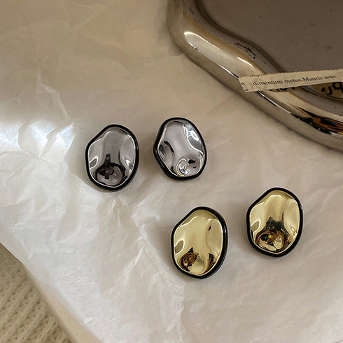 サークルプレートピアス レディースレトロ シンプル 配色ピアス 韓国ファッション 大きめ 上品 アクセサリージュエリー人気 プチプラ 耳飾り フェミニン オシャレ 2FENGM-001