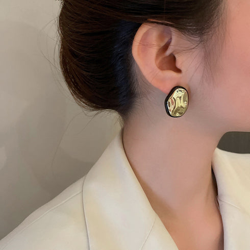 サークルプレートピアス レディースレトロ シンプル 配色ピアス 韓国ファッション 大きめ 上品 アクセサリージュエリー人気 プチプラ 耳飾り フェミニン オシャレ 2FENGM-001