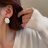 サークルプレートピアス レディースレトロ シンプル 配色ピアス 韓国ファッション 大きめ 上品 アクセサリージュエリー人気 プチプラ 耳飾り フェミニン オシャレ 2FENGM-001
