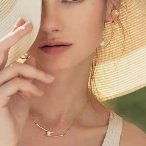 ネックレス レディース一粒フェイクパール 大人可愛い チェーンチョーカー上品ネックレス 韓国 シルバー アクセサリー おしゃれ首飾り 結婚式 ジュエリー 人気 2FULAI-001