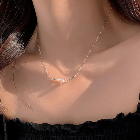 ネックレス レディース一粒フェイクパール 大人可愛い チェーンチョーカー上品ネックレス 韓国 シルバー アクセサリー おしゃれ首飾り 結婚式 ジュエリー 人気 2FULAI-001