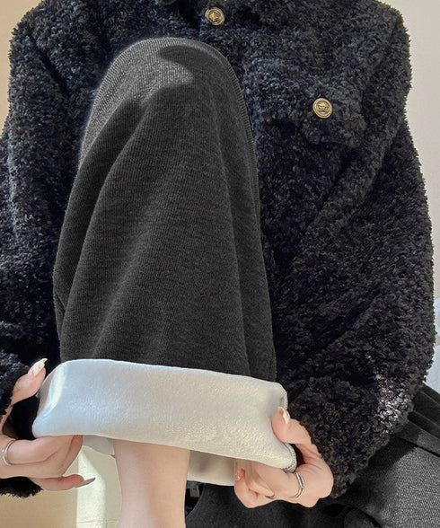 裏起毛ワイドパンツ 裏ボアイージーパンツ レディース ハイウエスト リラックスパンツ ウエストゴム 秋冬ロングパンツ 着やせ ボトムス 防寒保温 厚手暖かいパンツ 2FZHE-003