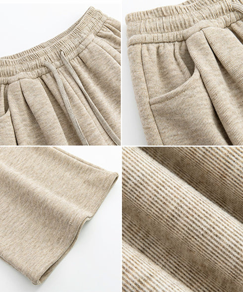 裏起毛ワイドパンツ 裏ボアイージーパンツ レディース ハイウエスト リラックスパンツ ウエストゴム 秋冬ロングパンツ 着やせ ボトムス 防寒保温 厚手暖かいパンツ 2FZHE-003