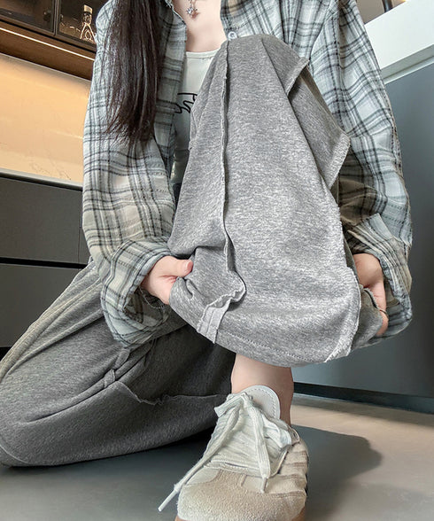 ワイドスウェットパンツ フロントライン レディース ドレープ感 ストレートパンツ ウエストゴム ゆったり ロングパンツ カジュアル楽ちんイージーパンツ美脚 2FZHE-005