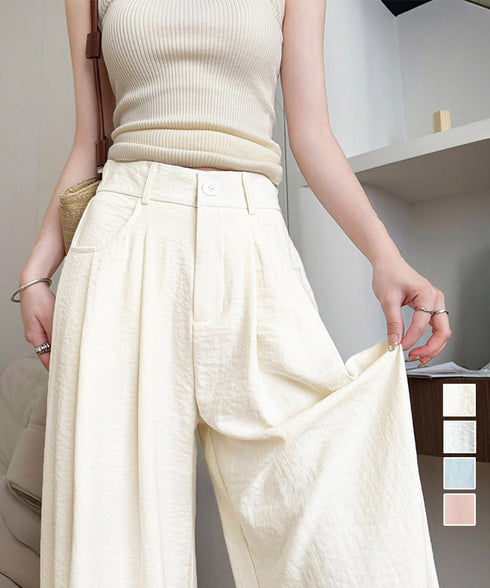 ワイドパンツ ハイウエストイージーパンツ レディース ウエストタック リラックスパンツ 体型カバー 大人カジュアル ボトムス ゆったり バックゴムロングパンツ無地 2FZHE-006