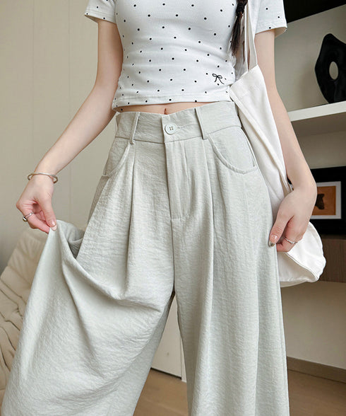 ワイドパンツ ハイウエストイージーパンツ レディース ウエストタック リラックスパンツ 体型カバー 大人カジュアル ボトムス ゆったり バックゴムロングパンツ無地 2FZHE-006