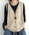 ニットベスト レディース 前開きチョッキ ポケット付きニットジレ Vネック ノースリーブニットトップス カジュアル レトロ ニットタンク 体型カバー春秋服 韓国風 2HUANYI-002