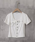 アウトポケット半袖トップススリムTシャツ レディース フロントボタン Y2Kカットソー スクエアネック 華奢見えタイトtシャツ くびれ見え デコルテ見せ夏服着やせ 2JIAHAO-002