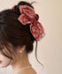 バンダナ柄ビッグリボンバンスクリップ人気 韓国風大きめ髪飾りリボンヘアクリップ 華やかヘアアクセサリー 大人可愛いヘアアレンジ 簡単まとめ髪 ペイズリー柄クリップ 2JIANYUE-001