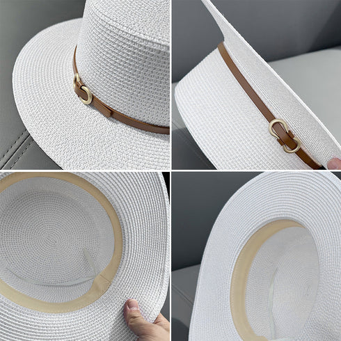 麦わら帽子 ストローハット カンカン帽子 レディース 日焼け防止 つば広帽子 サイズ調整可能 UV帽子 ビーチ帽子 春夏 日よけ 日除け ナチュラル ハット 小顔 2JIAYAN-001