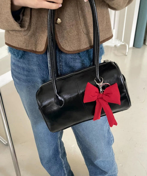 ぷくぷくリボンバッグチャーム 4色セット ぷっくりリボンキーホルダー ナスカン付き リボンキーリング 吊り下げバッグ用アクセサリー フェミニン 鍵やバッグ飾り小物 2JINGE-001