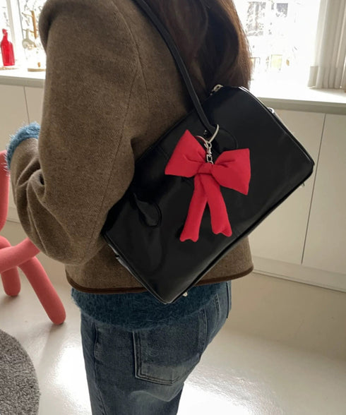 ぷくぷくリボンバッグチャーム 4色セット ぷっくりリボンキーホルダー ナスカン付き リボンキーリング 吊り下げバッグ用アクセサリー フェミニン 鍵やバッグ飾り小物 2JINGE-001