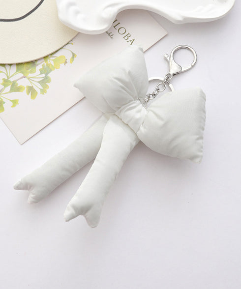 ぷくぷくリボンバッグチャーム 4色セット ぷっくりリボンキーホルダー ナスカン付き リボンキーリング 吊り下げバッグ用アクセサリー フェミニン 鍵やバッグ飾り小物 2JINGE-001