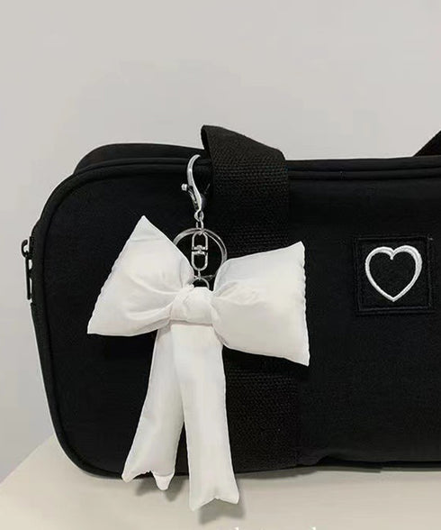 ぷくぷくリボンバッグチャーム 4色セット ぷっくりリボンキーホルダー ナスカン付き リボンキーリング 吊り下げバッグ用アクセサリー フェミニン 鍵やバッグ飾り小物 2JINGE-001