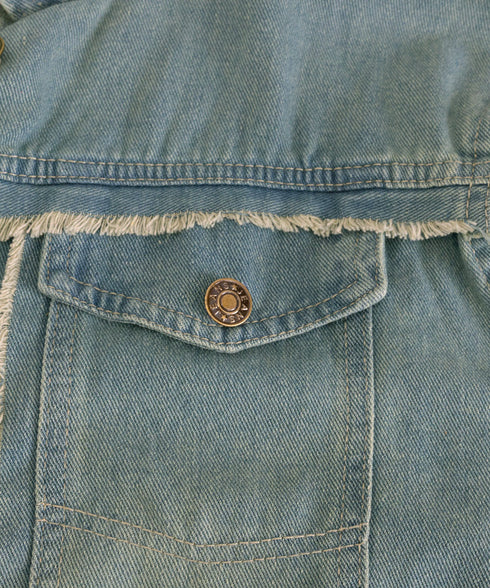 フリンジデニムベスト 襟付き デニムジレ レディース 袖なし レトロGジャン カジュアル ライトアウター ノースリーブデニムジャケット おしゃれ レイヤードベスト 2JINZI-005