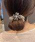 ビジューフラワーシュシュキラキラヘアゴム 華やかな大ぶりオーガンジー髪飾り シアー素材ヘアアクセサリー韓国風ラインストーン大人可愛いボリュームまとめ髪ポニーテール 2JUNSHAN-001