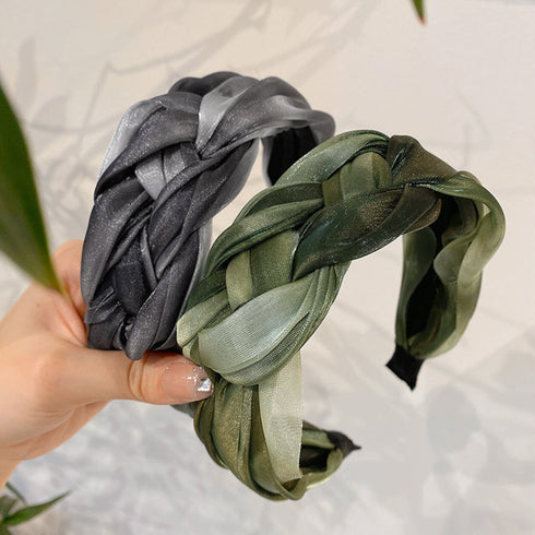 三つ編みカチューシャ 韓国風 ヘアバンド 幅広 ヘアアクセサリー 大人可愛い 小顔 ワイドカチューシャ 痛くない 髪飾り ツイスト ヘアアレンジ ターバン風お洒落 2JUSHUI-001