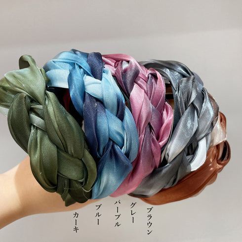 三つ編みカチューシャ 韓国風 ヘアバンド 幅広 ヘアアクセサリー 大人可愛い 小顔 ワイドカチューシャ 痛くない 髪飾り ツイスト ヘアアレンジ ターバン風お洒落 2JUSHUI-001