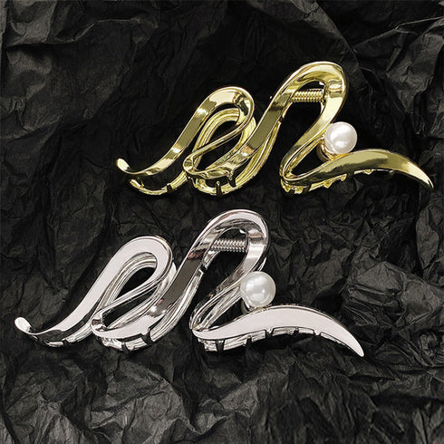 ウェーブヘアクリップ 韓国バンスクリップ おしゃれ メタル クロークリップ 大きめ 大人可愛い 簡単ヘアアレンジ カジュアル ヘアアクセサリー ゴールド ヘア小物 2JUSHUI-003