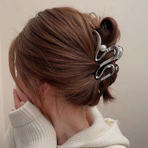 ウェーブヘアクリップ 韓国バンスクリップ おしゃれ メタル クロークリップ 大きめ 大人可愛い 簡単ヘアアレンジ カジュアル ヘアアクセサリー ゴールド ヘア小物 2JUSHUI-003