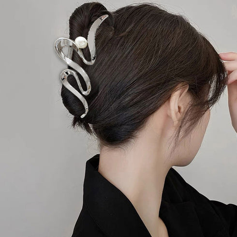 ウェーブヘアクリップ 韓国バンスクリップ おしゃれ メタル クロークリップ 大きめ 大人可愛い 簡単ヘアアレンジ カジュアル ヘアアクセサリー ゴールド ヘア小物 2JUSHUI-003