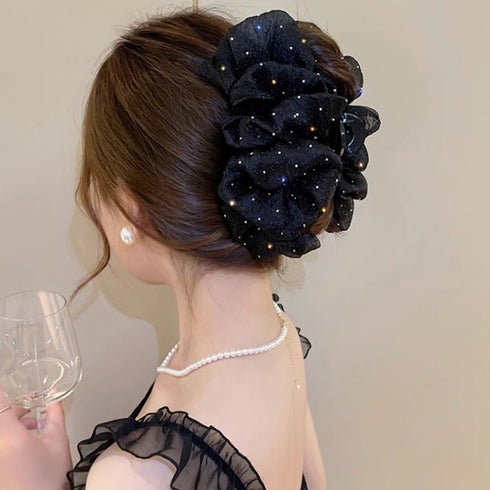 バンスクリップ 大きめ ヘアアクセサリー 韓国ヘアクリップ おしゃれ シュシュバンスクリップ キラキラ ヘアアレンジグッズ まとめ髪 ハーフアップ 夜会巻き髪飾り 2JUSHUI-006