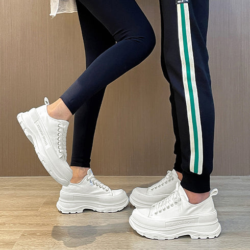 厚底スニーカー キャンバススニーカー韓国 レディース ローカット 韓国ファッション 靴 履きやすい ボリュームシューズ レースアップ カジュアル 美脚くつ春秋夏 2KCHAO-002